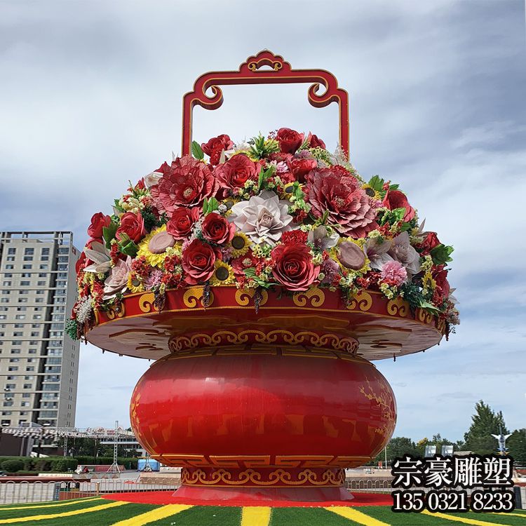 玻璃鋼大花籃，國慶節日慶典花籃雕塑