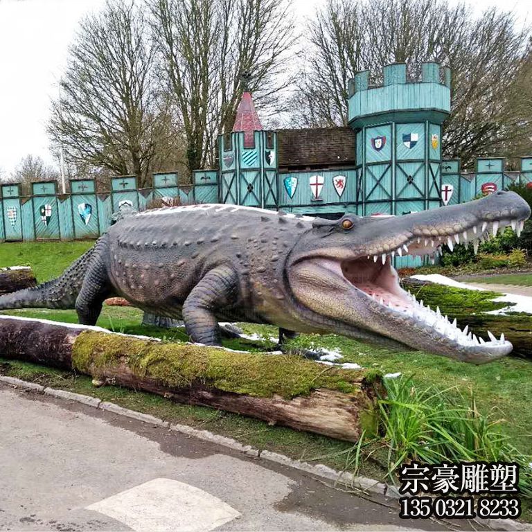 玻璃鋼仿真鱷魚大型動(dòng)物景觀雕塑 玻璃鋼仿真鱷魚大型動(dòng)物景觀雕塑